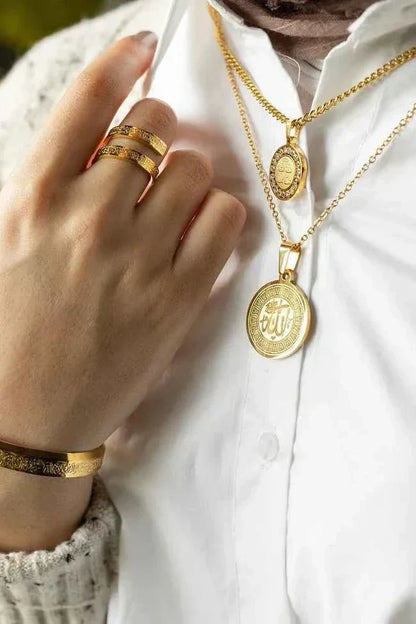 Ayatul Kursi Spiral Ring – Adjustable Islamic Calligraphy Ring | Arabic Engraved Quran Verse Jewelry for Daily Wear